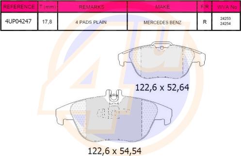 4U 4UP04247 - Əyləc altlığı dəsti, əyləc diski furqanavto.az