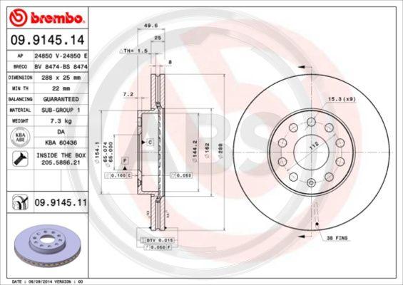 A.B.S. 09.9145.11 - Əyləc Diski www.furqanavto.az