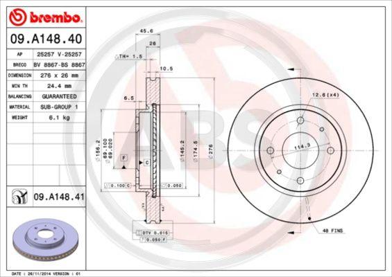 A.B.S. 09.A148.41 - Əyləc Diski furqanavto.az