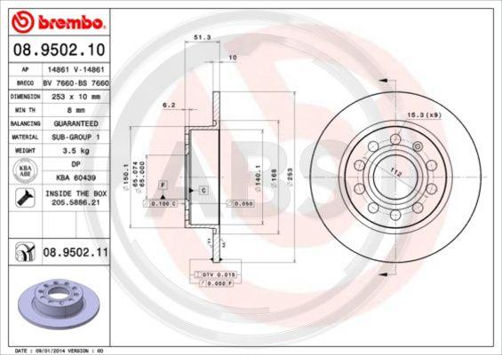 A.B.S. 08.9502.11 - Əyləc Diski www.furqanavto.az