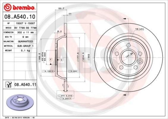 A.B.S. 08.A540.11 - Əyləc Diski www.furqanavto.az