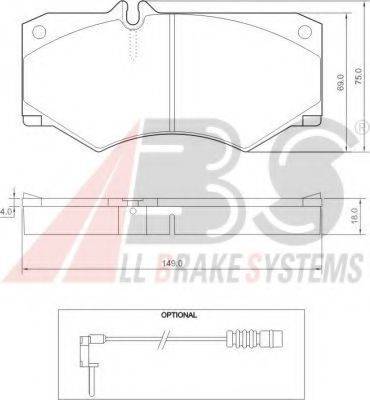 A.B.S. 36490 OE - Əyləc altlığı dəsti, əyləc diski furqanavto.az