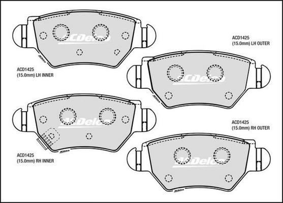 ACDelco ACD1425 - Əyləc altlığı dəsti, əyləc diski www.furqanavto.az