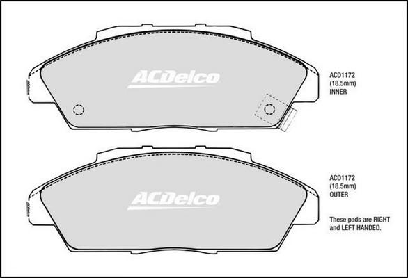 ACDelco ACD1172 - Əyləc altlığı dəsti, əyləc diski furqanavto.az