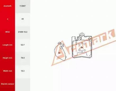 Acemark 112607 - Əyləc altlığı dəsti, əyləc diski furqanavto.az