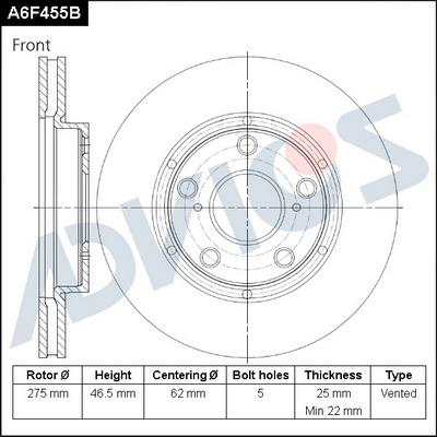 Advics A6F455B - Əyləc Diski furqanavto.az