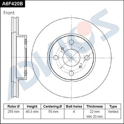 Advics A6F420B - Əyləc Diski furqanavto.az