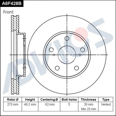 Advics A6F428B - Əyləc Diski furqanavto.az