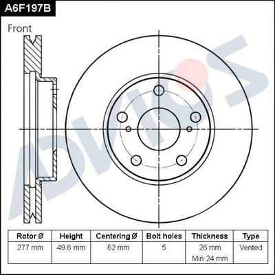 Advics A6F197B - Əyləc Diski furqanavto.az