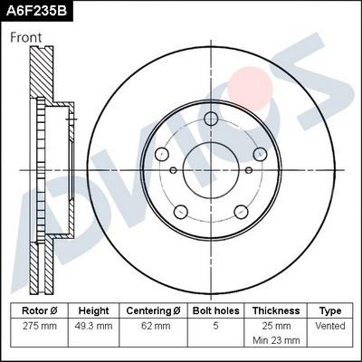 Advics A6F235B - Əyləc Diski furqanavto.az