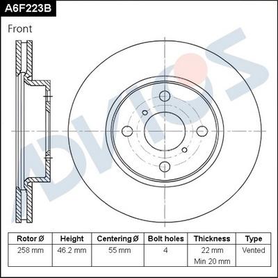 Advics A6F223B - Əyləc Diski furqanavto.az