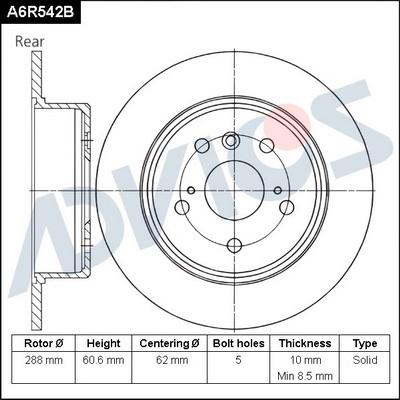 Advics A6R542B - Əyləc Diski furqanavto.az