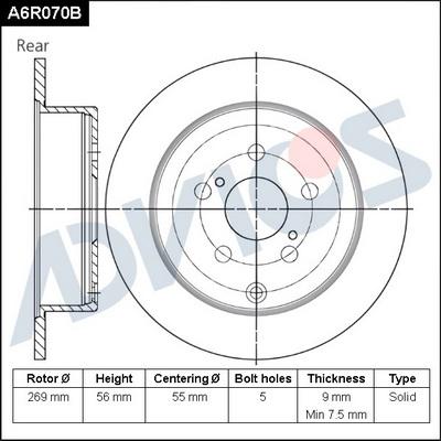 Advics A6R070B - Əyləc Diski furqanavto.az