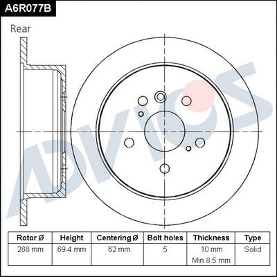 Advics A6R077B - Əyləc Diski furqanavto.az