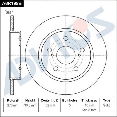 Advics A6R198B - Əyləc Diski furqanavto.az