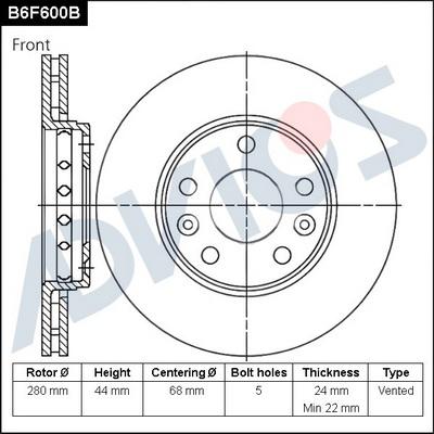 Advics B6F600B - Əyləc Diski furqanavto.az