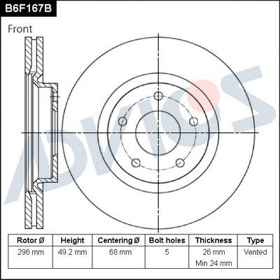 Advics B6F167B - Əyləc Diski furqanavto.az