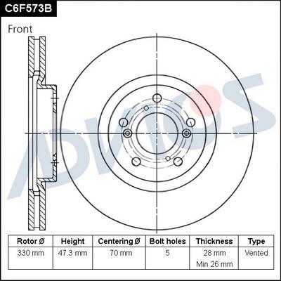 Advics C6F573B - Əyləc Diski furqanavto.az