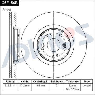 Advics C6F154B - Əyləc Diski furqanavto.az