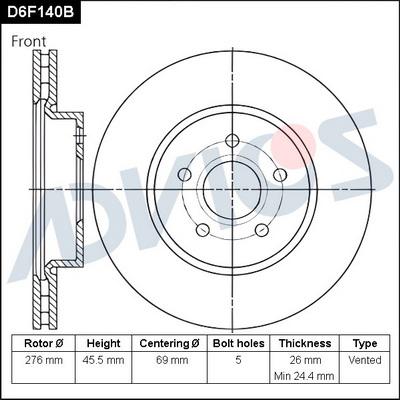 Advics D6F140B - Əyləc Diski furqanavto.az