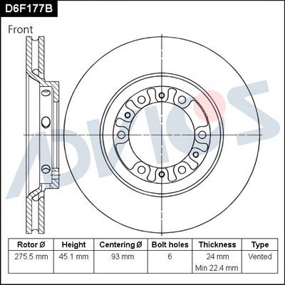 Advics D6F177B - Əyləc Diski furqanavto.az