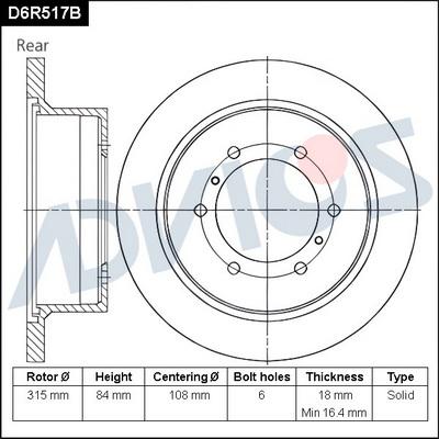 Advics D6R517B - Əyləc Diski furqanavto.az