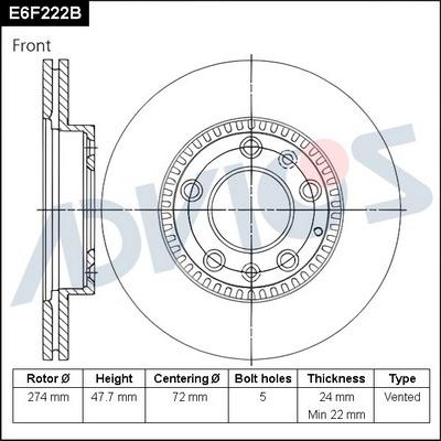 Advics E6F222B - Əyləc Diski furqanavto.az