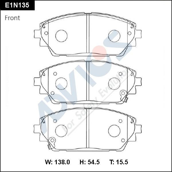 Advics E1N135 - Əyləc altlığı dəsti, əyləc diski furqanavto.az