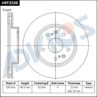 Advics H6F233B - Əyləc Diski furqanavto.az