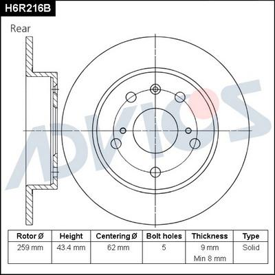 Advics H6R216B - Əyləc Diski furqanavto.az