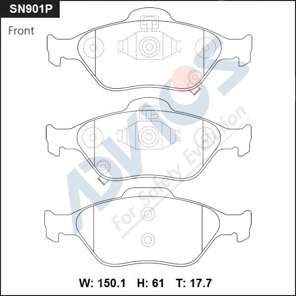 Advics SN901P - Əyləc altlığı dəsti, əyləc diski furqanavto.az