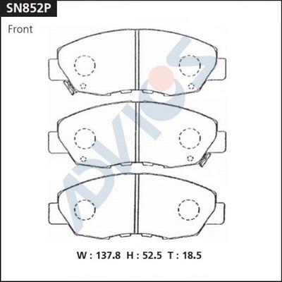 Advics SN852P - Əyləc altlığı dəsti, əyləc diski furqanavto.az