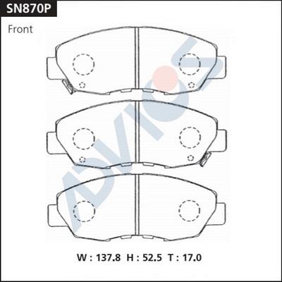 Advics SN870P - Əyləc altlığı dəsti, əyləc diski furqanavto.az