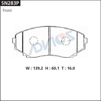 Advics SN283P - Əyləc altlığı dəsti, əyləc diski furqanavto.az