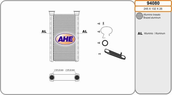 AHE 94080 - İstilik dəyişdiricisi, daxili isitmə www.furqanavto.az