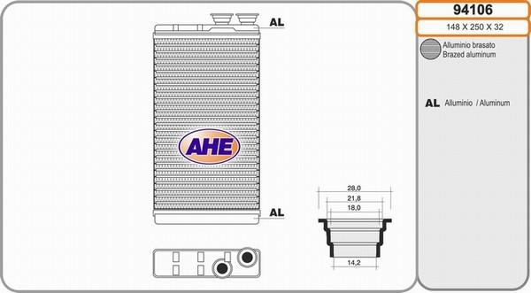 AHE 94106 - İstilik dəyişdiricisi, daxili isitmə www.furqanavto.az