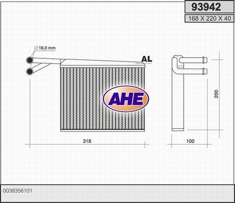 AHE 93942 - İstilik dəyişdiricisi, daxili isitmə www.furqanavto.az