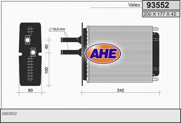 AHE 93552 - İstilik dəyişdiricisi, daxili isitmə furqanavto.az