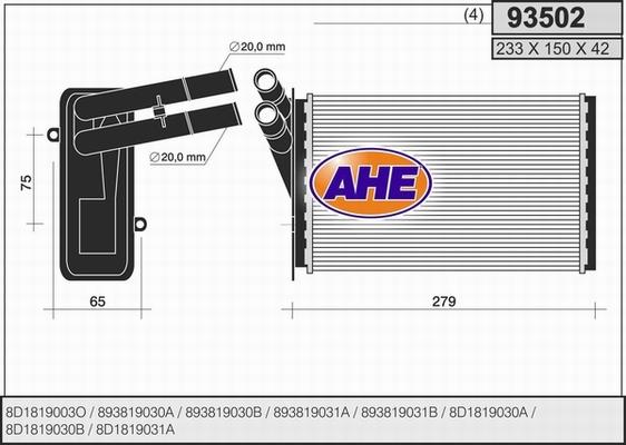 AHE 93502 - İstilik dəyişdiricisi, daxili isitmə furqanavto.az