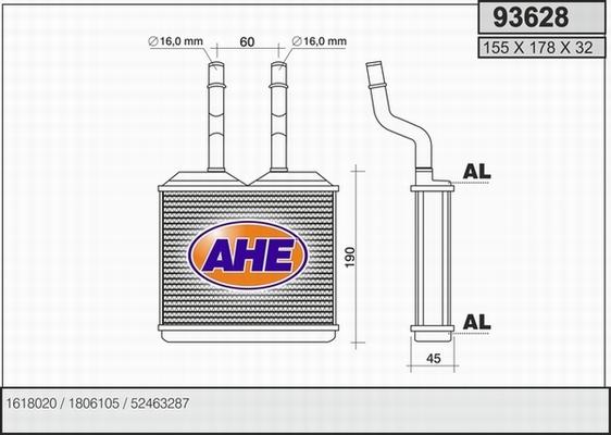 AHE 93628 - İstilik dəyişdiricisi, daxili isitmə furqanavto.az