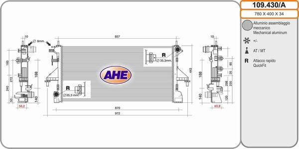 AHE 109.430/A - Radiator, mühərrikin soyudulması furqanavto.az