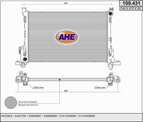 AHE 109.431 - Radiator, mühərrikin soyudulması furqanavto.az