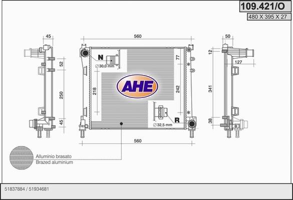 AHE 109.421/O - Radiator, mühərrikin soyudulması furqanavto.az