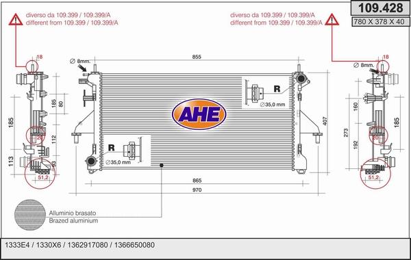 AHE 109.428 - Radiator, mühərrikin soyudulması furqanavto.az