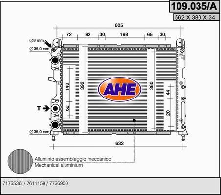 AHE 109.035/A - Radiator, mühərrikin soyudulması furqanavto.az