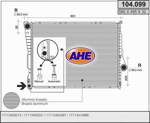 AHE 104.099 - Radiator, mühərrikin soyudulması furqanavto.az