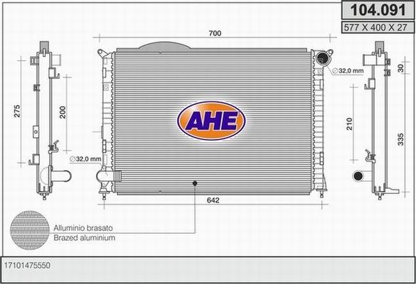 AHE 104.091 - Radiator, mühərrikin soyudulması furqanavto.az