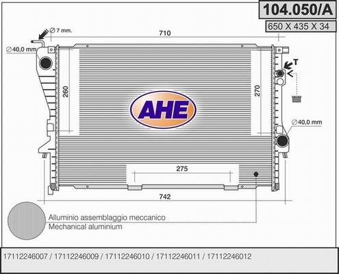 AHE 104.050/A - Radiator, mühərrikin soyudulması furqanavto.az