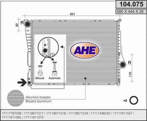 AHE 104.075 - Radiator, mühərrikin soyudulması furqanavto.az