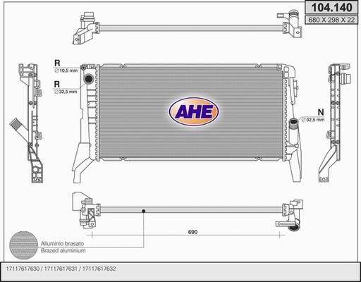 AHE 104.140 - Radiator, mühərrikin soyudulması furqanavto.az